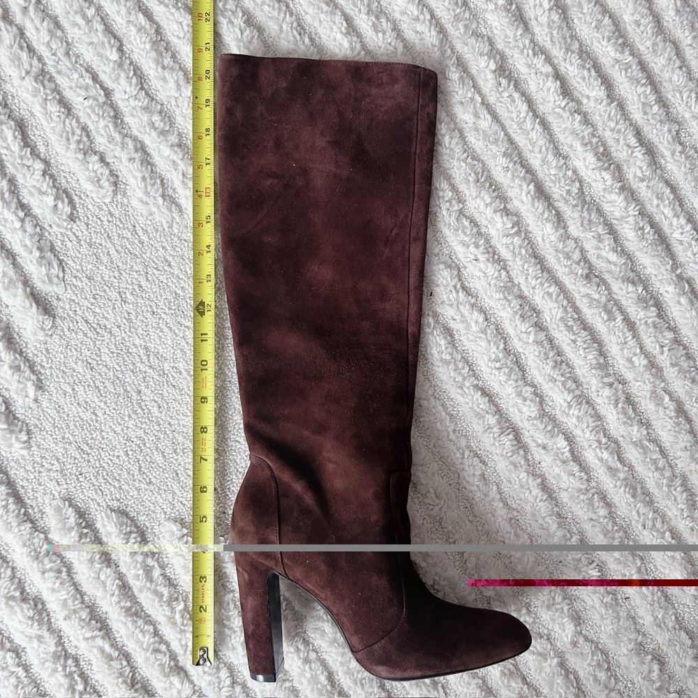 Stuart Weitzman VIDA Brown Suede Zip Heeled Knee High Boots US 9.5 $850 - Spain - Picture 14 of 14